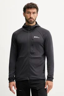 Jack Wolfskin bluza KOLBENBERG męska kolor czarny z kapturem gładka A63966 - Bluzy męskie - miniaturka - grafika 1