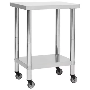 vidaXL Kuchenny stół roboczy na kółkach 60x30x85 cm stal nierdzewna 51631 - Stoły gastronomiczne - miniaturka - grafika 1