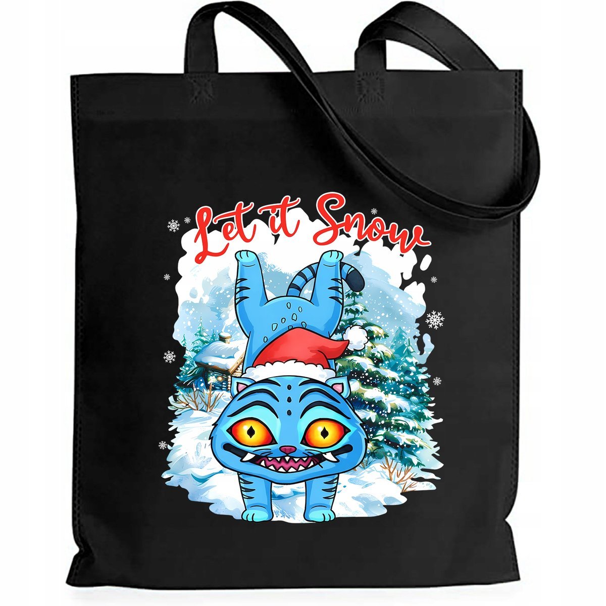 Torba Czarna EKO DERPY LET IT SNOW Prezent Na Mikołajki Pod Choinkę Święta