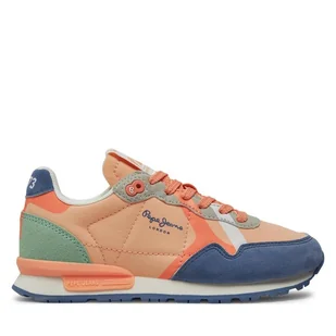 Sneakersy Pepe Jeans Brit Print G PGS40001 Pomarańczowy - Buty dla dziewczynek - miniaturka - grafika 1