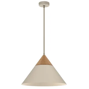 Beżowa lampa wisząca z drewnianym stożkiem LX 457 z serii SINGLE - Lampy sufitowe - miniaturka - grafika 1