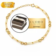 Bransoletki - BRANSOLETKA ZŁOTA 585 14K DŁUGIE OGNIWA Z NIESKOŃCZONOŚCIĄ 17 CM ELEGANCKA - miniaturka - grafika 1