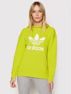 Bluzy damskie - Adidas Bluza Trefoil HE6950 Zielony Regular Fit - miniaturka - grafika 1