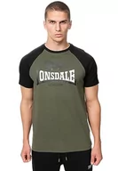 Koszulki męskie - Lonsdale Męski T-shirt Magilligan, oliwkowy/czarny/biały, XL, 117454 - miniaturka - grafika 1
