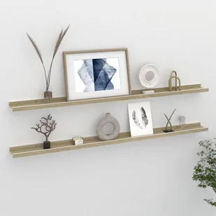 vidaXL vidaXL Półki ścienne, 2 szt., biel i dąb sonoma, 115x9x3 cm - Półki do salonu - miniaturka - grafika 1