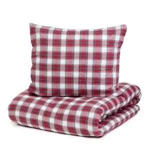 Pościel NILSA flanelowa czerwona w kratę 160x200 cm + 2 x 50x60 cm HOMLA - Pościel - miniaturka - grafika 1