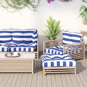 Poduszki ogrodowe - Poduszki na palety, 2 szt., niebiesko-białe paski, Oxford Lumarko! - miniaturka - grafika 1