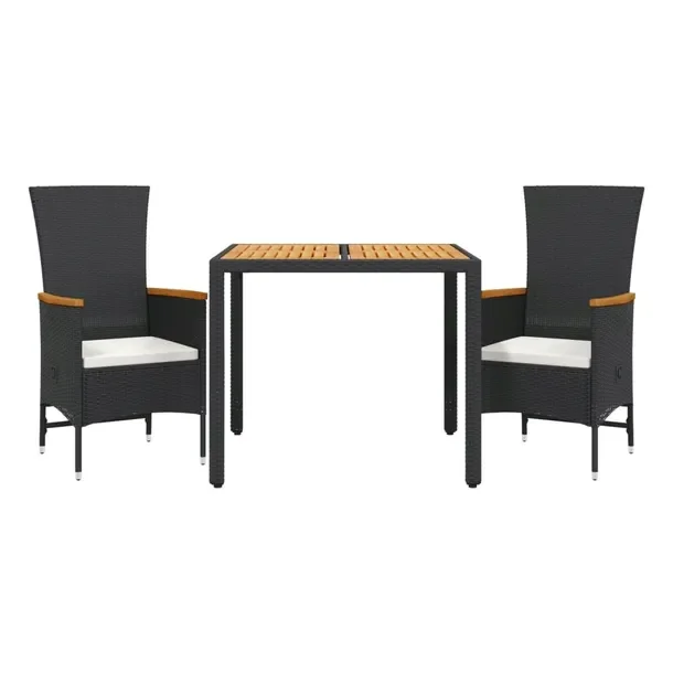Zestaw Mebli Ogrodowych Rattan PE, Stół 90x90x75 cm, Fotele 58x62x108 cm
