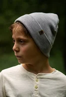Czapki dla dzieci - WILCZEK RWS - wywijana wełniana czapka dla dzieci jasny szary - miniaturka - grafika 1