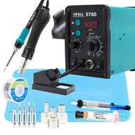 Lutownice - Stacja Lutownicza 878D 2W1 Groty Cyna Topnik Mata - miniaturka - grafika 1