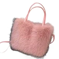Torebki damskie - Stylowa Pluszowa Torebka na Ramię Jasny Róż - miniaturka - grafika 1