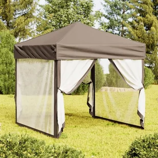 Składany namiot imprezowy ze ściankami, taupe, 2x2 m - Pawilony ogrodowe - miniaturka - grafika 1