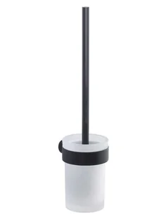 Sapho Akcesoria łazienkowe Gedy - Szczotka do WC ścienna z uchwytem, szkło czarny mat/satyna PI330314 - Akcesoria do wc - miniaturka - grafika 1