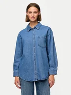 Koszule damskie - Pieces Koszula jeansowa 17150991 Niebieski Oversize - miniaturka - grafika 1