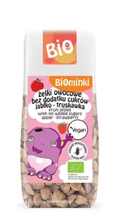 ŻELKI OWOCOWE BEZ DODATKU CUKRÓW JABŁKO - TRUSKAWKA BIO 75 g - BIOMINKI - Gumy do żucia, lizaki, dropsy - miniaturka - grafika 1