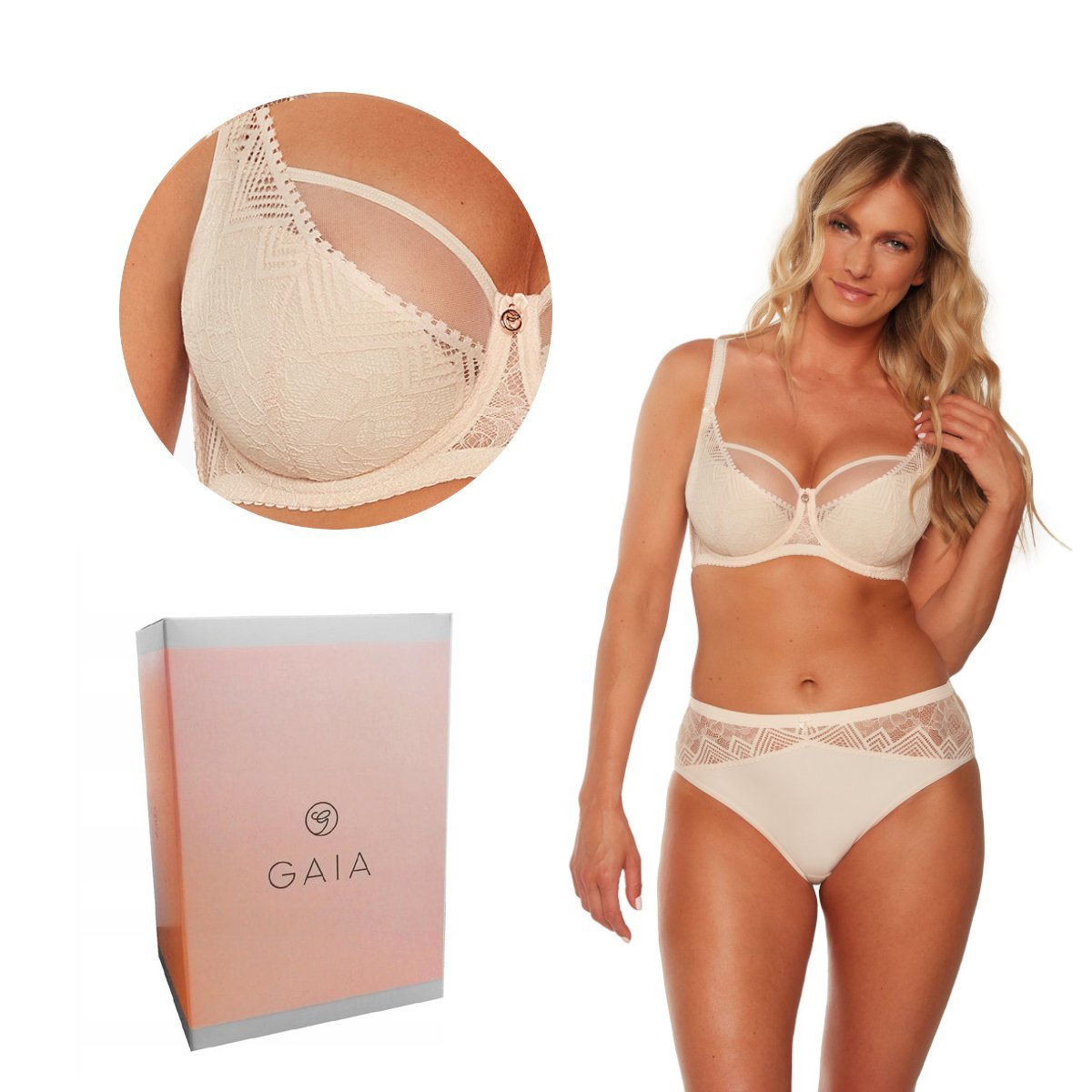 Biustonosz z koronką Semi-Soft Leandra 1241 półusztywniany beżowy 65J