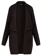 Swetry damskie - ApartFashion Women's APART obszycie z frędzlami sweter kardigan, czarny, normalny, czarny, L - miniaturka - grafika 1