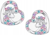 Biżuteria dla dzieci - SREBRNE KOLCZYKI JEDNOROŻCE SERCE STAL CHIRURGICZNA 316L - miniaturka - grafika 1
