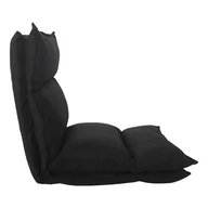 Fotele - Rebecca Mobili Futon Fotel podłogowy Czarny metal zamszowy Rozkładany Oszczędność miejsca Salon Ganek - miniaturka - grafika 1