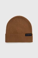Czapki męskie - Tommy Hilfiger czapka z domieszką wełny kolor brązowy z cienkiej dzianiny - miniaturka - grafika 1