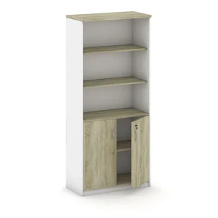 B2B Partner Szafa dwudrzwiowa z półkami, 800 x 400 x 1800 mm, biały/dąb sonoma 437508 - Szafy biurowe - miniaturka - grafika 1