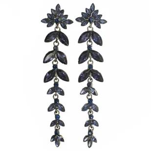 Kolczyki niebieskie granatowe długie listki błyszczące - Kolczyki - miniaturka - grafika 1