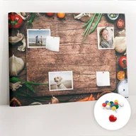 Tablice i flipcharty - Organizer, Tablica korkowa 100x70 cm + Kolorowe Pinezki - Deska do gotowania - miniaturka - grafika 1