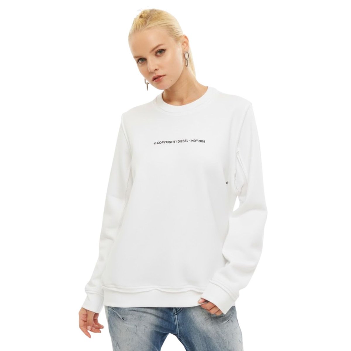 Bluza damska Diesel Lyane dresowa biała-S