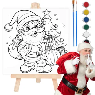 Mini Zestaw Malarski Do Malowania ��wi��teczny Plastyczny Sztaluga P����tno Kolorowanka Miko��aj - Kolorowanki, wyklejanki - miniaturka - grafika 1