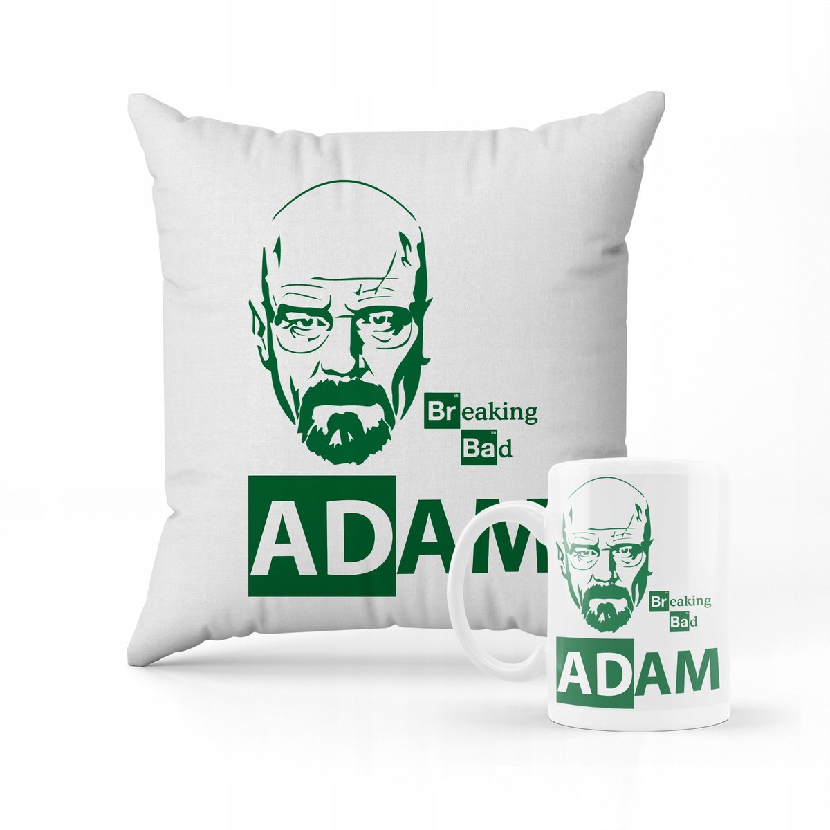 ZESTAW PODUSZKA + KUBEK PREZENT DLA DZIECKA BREAKING BAD WALTER + IMIĘ #3