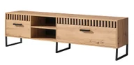 Szafki RTV - Minio, szafka pod TV, szafka RTV "Melle" 180 cm, panelReplika acyjny z listwami lub bez, kolor dąb Artisan/czarny matowy - miniaturka - grafika 1
