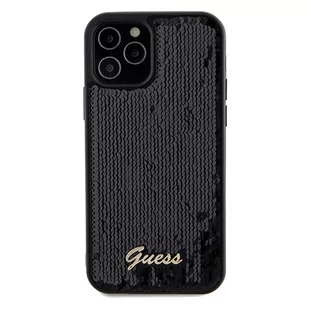 Guess GUHCP12MPSFDGSK iPhone 12/12 Pro 6.1" czarny/black hardcase Sequin Script Metal - Etui i futerały do telefonów - miniaturka - grafika 2