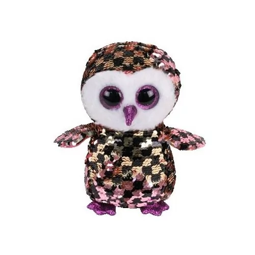 Ty Flippables TY36673 Sequins Checks The Owl Soft Toy 15 cm, Multi-Coloured
