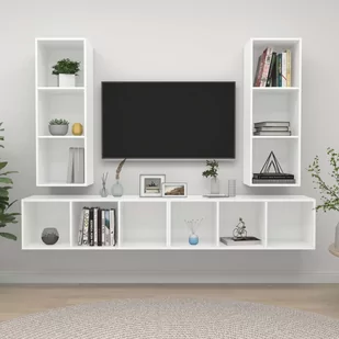 Lumarko Wiszące szafki TV, 4 szt., białe, płyta wiórowa - Szafki RTV - miniaturka - grafika 1