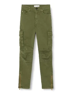 Pinko Ciśnienie Cargo Gabardina Miękkie Spodnie Damskie, V45_verde Cipresso, 32 - Spodnie damskie - miniaturka - grafika 1