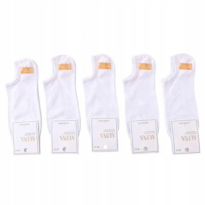 SKARPETKI STOPKI BAWEŁNIANE DAMSKIE BIAŁE 5PAR ROZMIAR 39-42