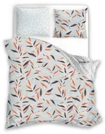 Pościel - Faro Pościel z mikrofibry 160x200 Harmony 15 liście szara pomarańczowa - miniaturka - grafika 1