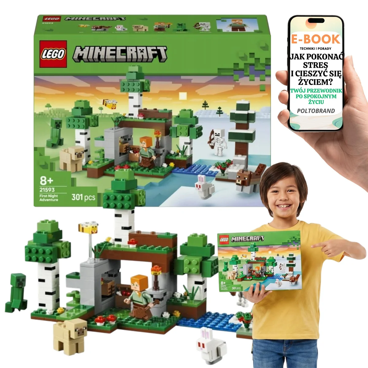 LEGO MINECRAFT Przetrwanie Pierwszej Nocy Alex 21593