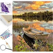 Malowanie po numerach - Łódź O Zachodzie Słońca - miniaturka - grafika 1