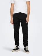 Spodnie męskie - Only & Sons Spodnie materiałowe 22016687 Czarny Tapered Fit - miniaturka - grafika 1