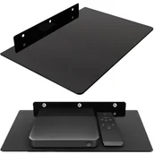 Półki do salonu - RETOO PÓŁKA SZKLANA UCHWYT NA POD DEKODER TV DVD ŚCIENNA - miniaturka - grafika 1