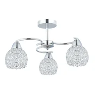 Lampy sufitowe - HowHomely lampa sufitowa Crystal potrójna srebrna 55x15x40 cm szkło stal chromowana - miniaturka - grafika 1