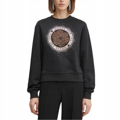 GUESS BLUZA DAMSKA CN PEONY LOGO FLEECE CZARNA r.S