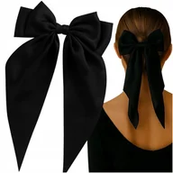 Ozdoby do włosów - Spinka kokarda duża modna ozdoba do włosów czarna - miniaturka - grafika 1