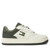 Sneakersy męskie - Sneakersy Tommy Jeans Tjm Basket Leather EM0EM01434 Zielony - miniaturka - grafika 1