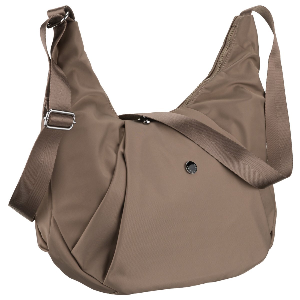 Modna torebka damska PETERSON duża listonoszka na ramię kieszonki na suwak pojemna lekka bezowa