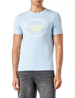 Koszulki męskie - s.Oliver Męski T-shirt z krótkim rękawem, Niebieski 50d1, L - miniaturka - grafika 1