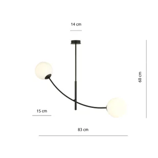 Emibig HUNTER 2 BLACK/OPAL1102/2 lampa sufitowa żyrandol nowoczesny 1102/2 - Lampy sufitowe - miniaturka - grafika 6