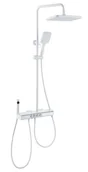 Zestawy prysznicowe - Biały zestaw prysznicowy natynkowy z termostatem F19-WH LCD - miniaturka - grafika 1