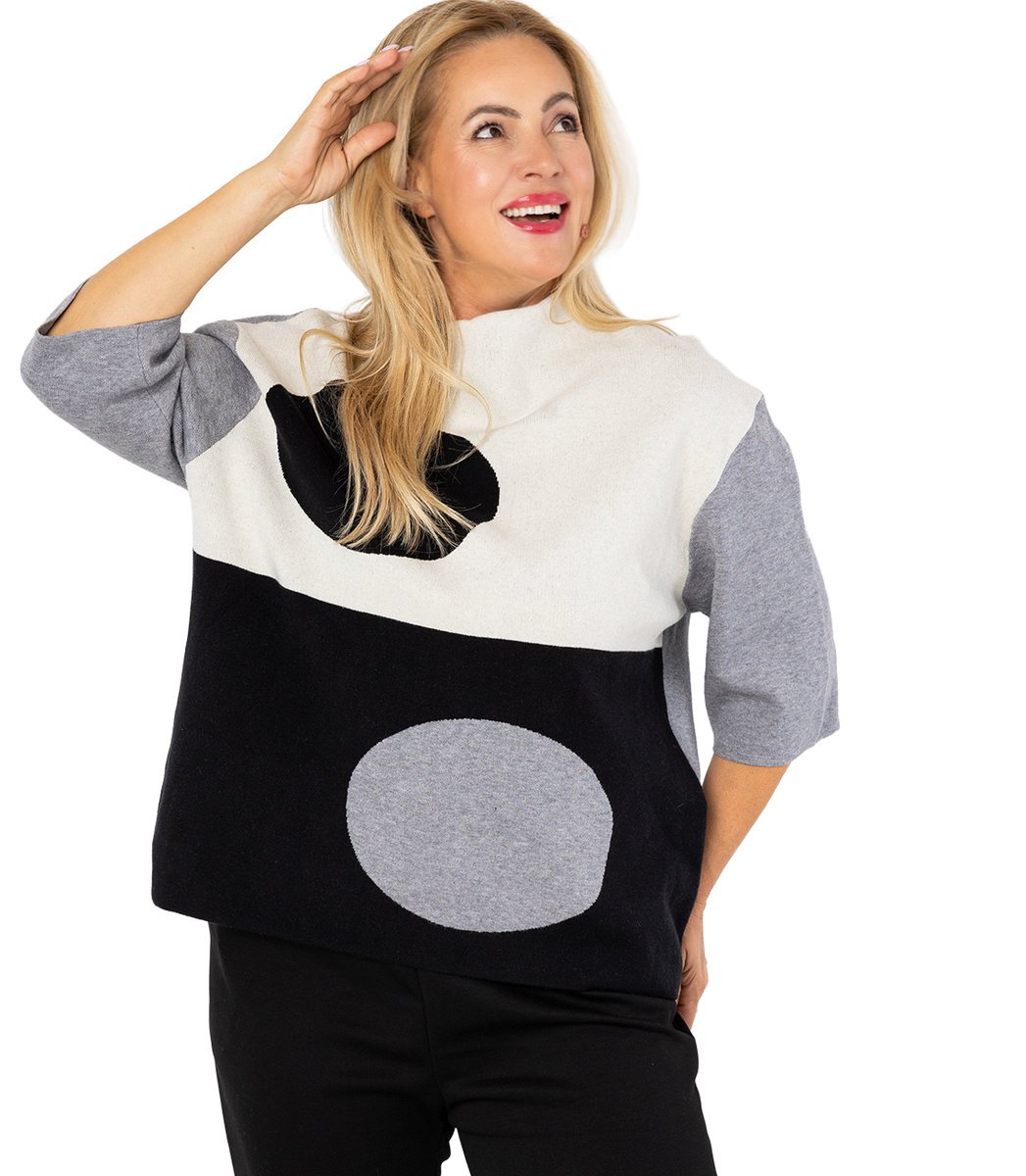 Elegancki sweter z półgolfem i geometrycznym wzorem DOT ART